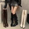 Stretch Soft Leather Women Over the Knee High Boots Fashion Pointed Toe Shoes Autumn Winter Thick Heel Ladies Long Booties
