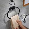 Stainless Steel Towel Holder Self-adhesive Bathroom Towels Rack Black Washhand Hanger Ring Rail Bar Kitchen Storage Accessories