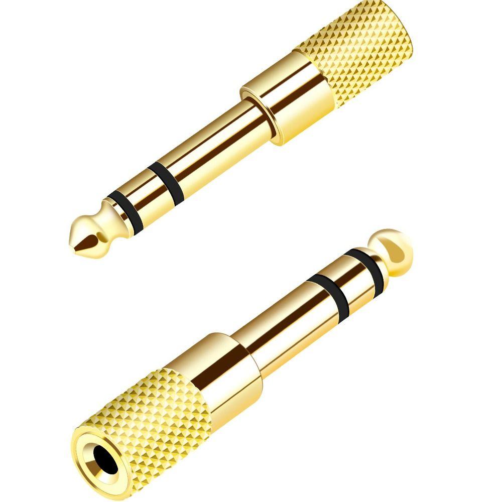 Gold Stereo Headphone Audio Adapter 3.5 To 6.5mm Microphone Electric Piano Connector Home