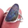 Natural Labradorite Gemstone Handmade 925 Solid Sterling Silver Ring Size 8 q2R00