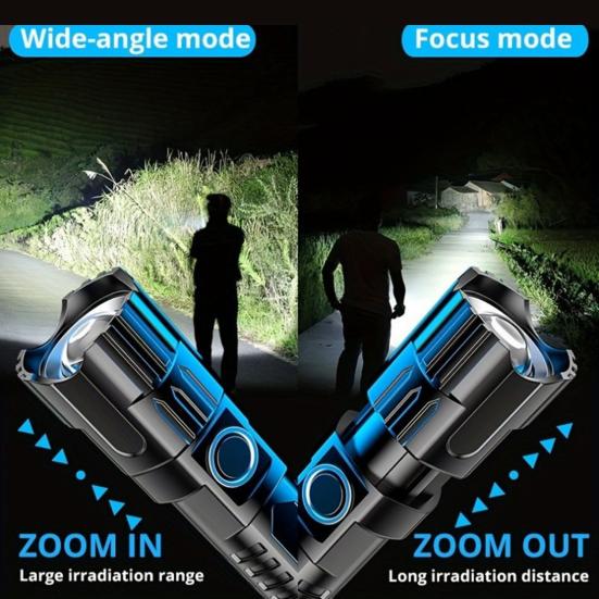 LED Flashlight Super Bright High Lumens Waterproof Compact Portable Rechargeable Tactical Flashlight Emergency Torch