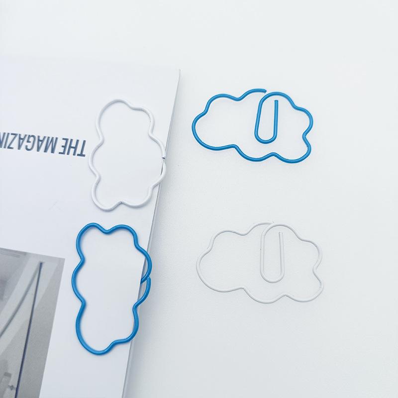 10Pcs Cute Simple Cloud-shaped Paperclips Girl Photo Memo Binder Clip Bookmark Reading Index Tab School Office Binding Supplies