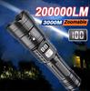 High Power Led Flashlights Portable Emergency Torch Type-C Rechargeable Camping Fishing Zoom Lantern