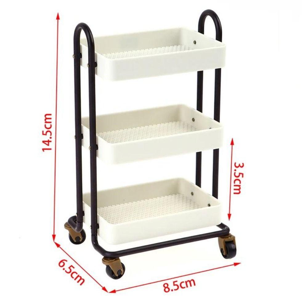 With Wheel 1:12 Dollhouse Trolley Plastic Storage Shelf Model Kitchen Furniture Accessories