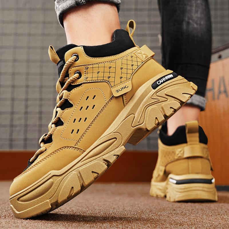 Martin Boots Men's Autumn 2024 New Mountaineering Tooling Medium-top Short Boots Autumn and Winter Casual High-top Wear-resistant Labor Insur