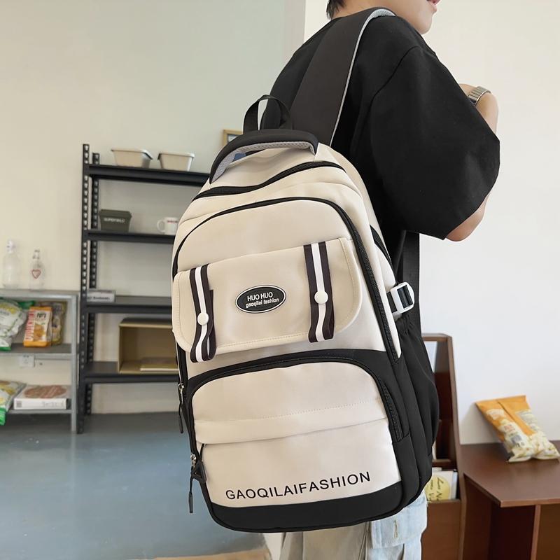 Contrast Color Student Schoolbag Women Large Capacity Backpack Men Computer Backpack