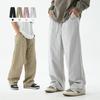 Men's Spring Autumn Slightly Wide Straight Leg Trousers Solid Loose Casual Workwear Pants Drawstring Sports Long Pants
