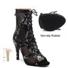 Women's Leopard Print Latin Dance Shoes Women's Jazz Tango Pole Dance Lace-up Sexy Mesh Dance Boots New Soft Sole Shoes