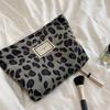Large Women Leopard Cosmetic Bag Canvas Waterproof Zipper Make Up Bag Travel Washing Makeup Organizer Beauty Case