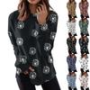 Women's Round Neck Tops Cotton Women's Casual Fashion Print Long Sleeve O-Neck Pullover Top Blouse