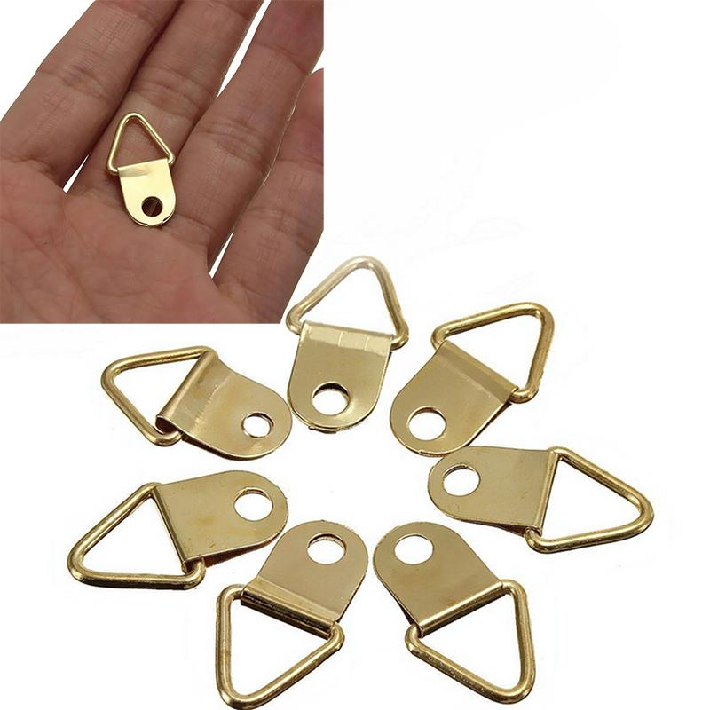 20Pc / Packaged Gold Brass Triangle Photo Frame Wall Hook Rings