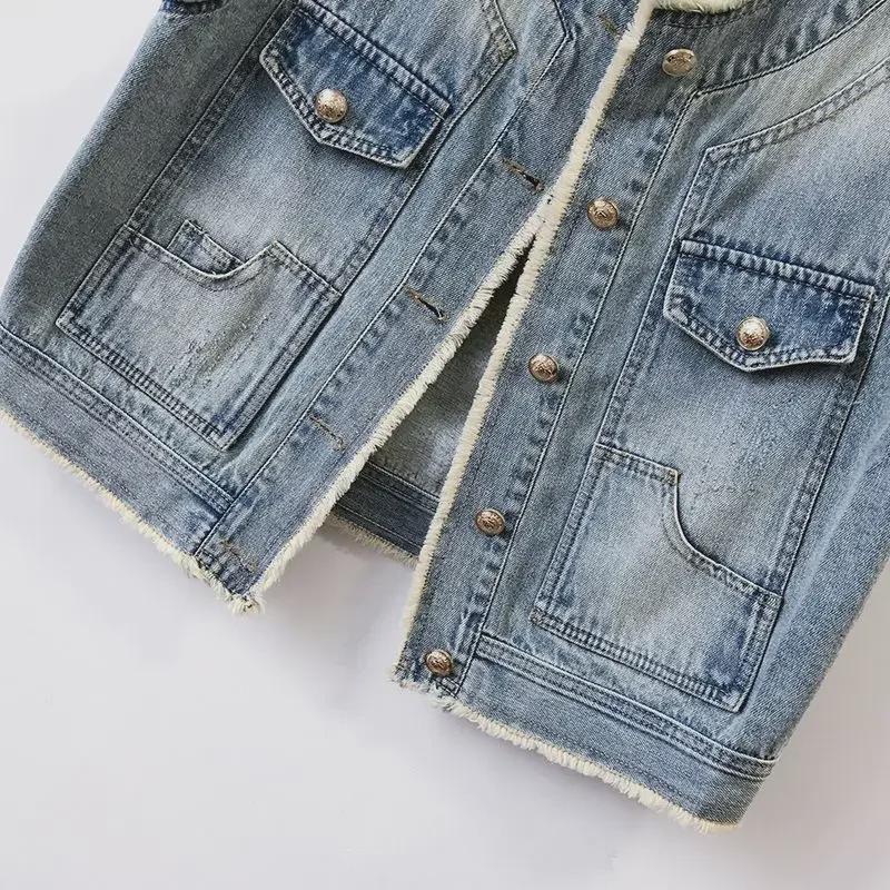 Women's Raw Edge Denim Vest - Summer 2025 Korean Style, Lightweight and Sleeveless