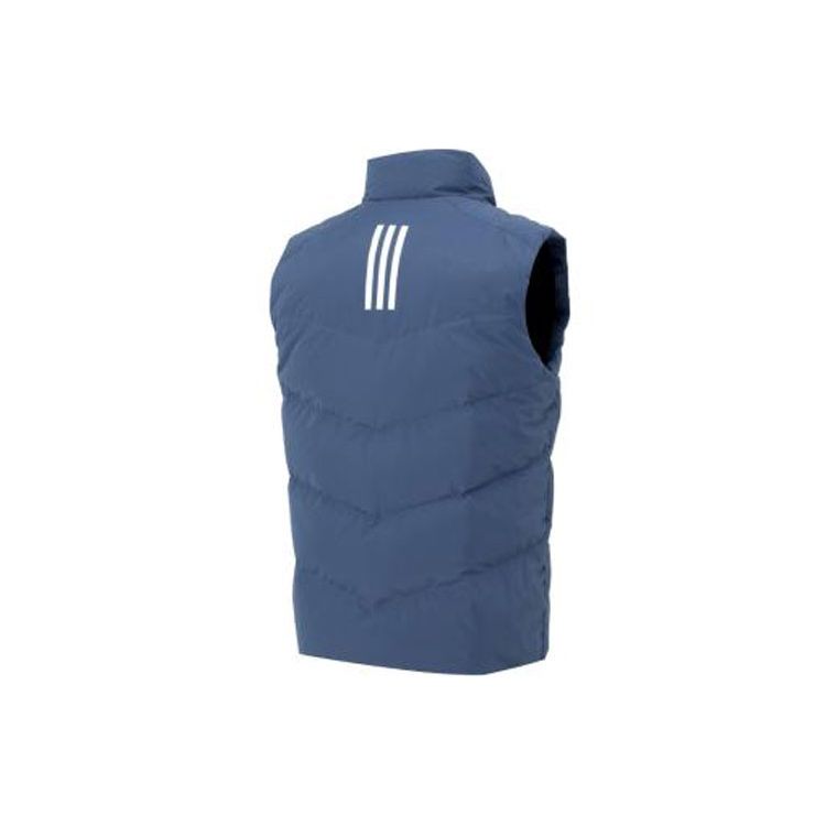 Adidas Three Stripe Logo Stand Collar Down Vest Men Vests Blue IS0370