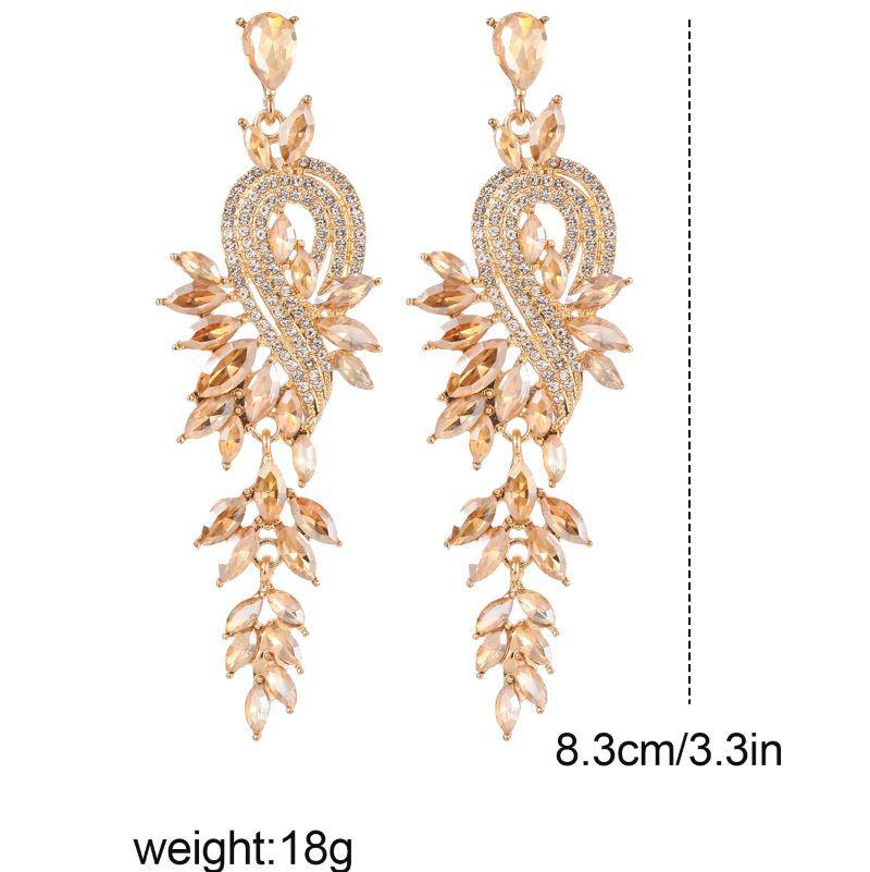 2023 Retro Long Leaf Tassel Teardrop Rhinestone Earrings