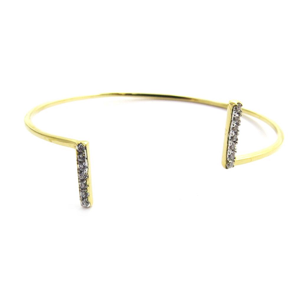 Les Trésors De Lily [N2887] - Open Gold Plated Bracelet 'Sissi' White Gold - 58 Mm 14x1. 2mm