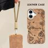 Floral Patterned Printed Leather Case + Lanyard Wrist Strap Protective Shell Soft Silicone Case for iPhone