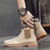Fashion2024 British Style Retro Chelsea Boots Men Brand Comfortable Fashion Leather Ankle Men Comfortable Suede Pointed Chelsea Boots