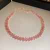 Fashion Pink Purple Gold Color Rhinestone Choker Necklaces for Women Geometric Crystal Necklaces Party Weddings Zircon