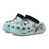 Crush Clog Diamond EVA Couple Street Hip Hop Graffiti American Decorative Buckle Hole Shoes Unisex Pale Teal