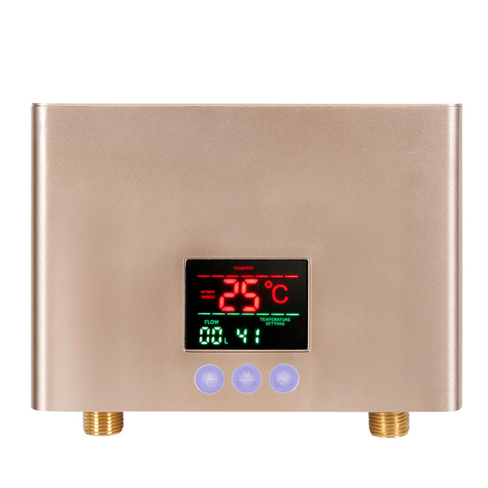 Instant Water Heater 3KW Mini Electric Tankless Water Heater Wall-Mounted with LED Display 3-Level KTY