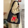 Japanese Cute Puppy Embroidered Cotton Bag 2025 Autumn and Winter New Large-capacity Commuter Tote Bag Niche Messenger Bag