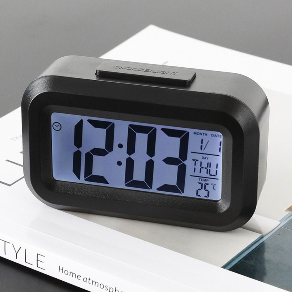 Plastic Digital Alarm Clock Silent LED Electronic Clock Creative Silent Snooze Clock  Date Display