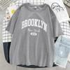 Женская футболка с буквенным принтом «Бруклин Нью-Йорк 1898», уличные дышащие топы, одежда больших размеров, удобная одежда с круглым вырезом и короткими рукавами