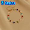 New Colorful Crystal Double Sided Bejeweled Bracelet For Women Stainless Steel 12 Birthstones Chain Bracelets Fashion Jewelry