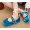 Fashion Fashion Silk Women Ballet Flats Footwear Lolita Shoes Luxury Autumn Female Butterfly-Knot Round Toe Ladies Dance Shoes 40