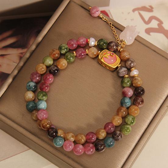 Women Bracelet Colorful Smooth Vintage Aexquisite Elastic Luxury Lightweight Bracelet Release Stress Enhance Well-being Lady Lightweight Bracelet