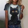3D Printed Cute Animal T Shirt For Women Funny Cat Pattern Tees Summer Harajuku T-Shirts Round Neck Tops Loose Short Sleeves