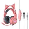 G25 Cute Cat Ear Luminous Wired Headset Noise-canceling High-definition Microphone Stereo Ergonomic