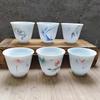 6pcs/40ml Japanese Ceramic Tea Cup Set Retro White Porcelain Tea Bowl Sake Cups Coffee Mug Household Handmade Master Cup