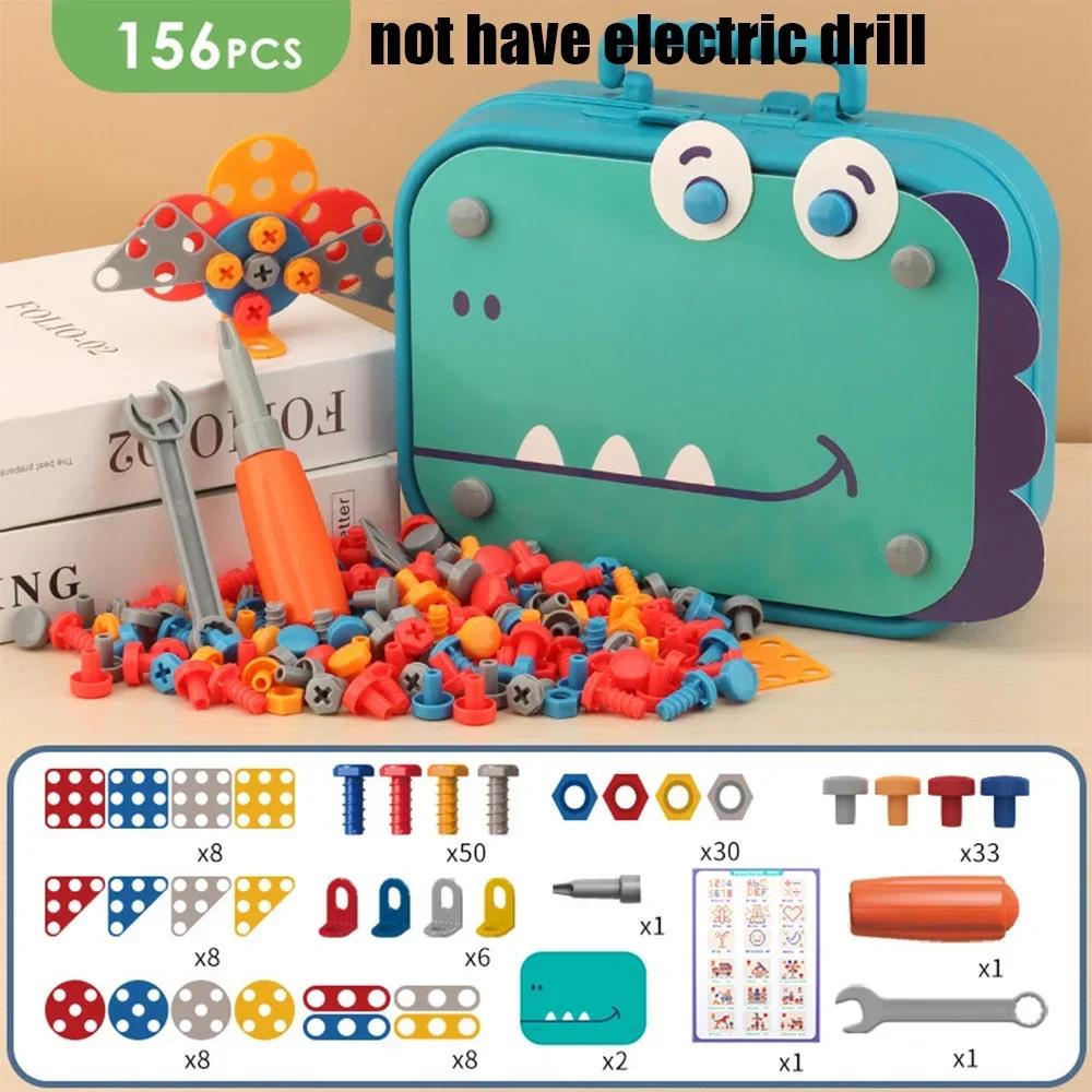 3D Puzzle Toys Pretend Play Repair Tool Box Drilling Assembly Educational Toys Children Toys Tool Set Electric Drill Screw Nut