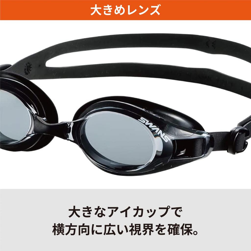 Swans SMBK Swimming Made In Fitness Smoke X for Men and Women SW-32N Goggles, Japan, Anti-Fog, Goggles, Black,