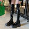 Small Heightening Elastic Boots Women's Autumn and Winter New Muffin Thick-soled Knee Boots Waterproof Table Tall Thin Knight Boots