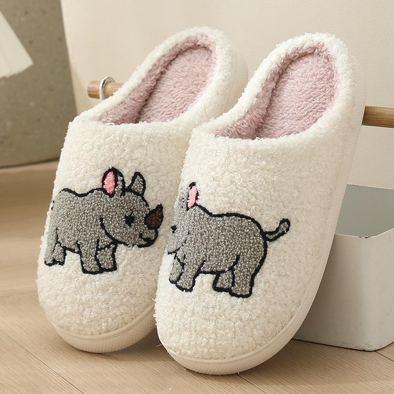 New Autumn and Winter Male and Female Couples Cute Cartoon Puppy Cotton Slippers Home Indoor Non-slip Cotton Slippers
