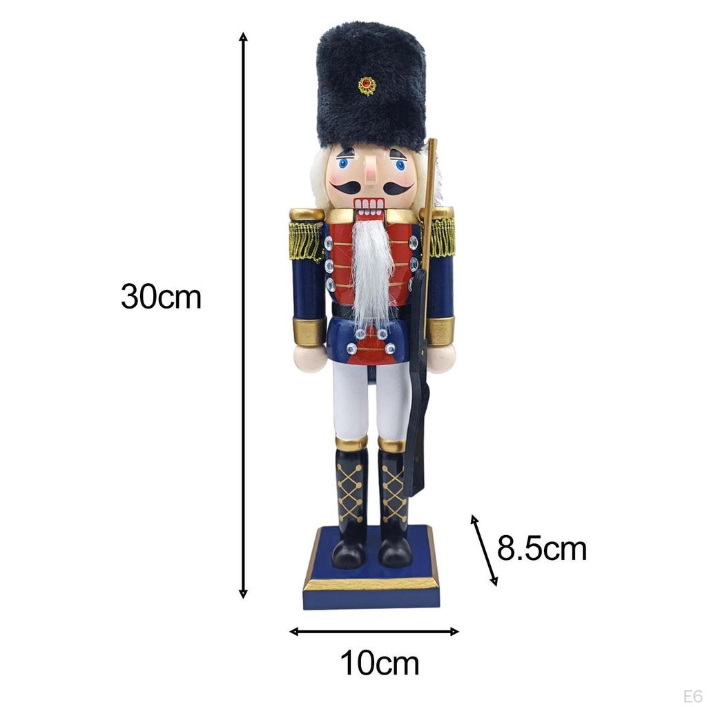 Traditional Wooden Nutcracker Ornament Christmas Decor Collectible Decoration Statue Figurine for