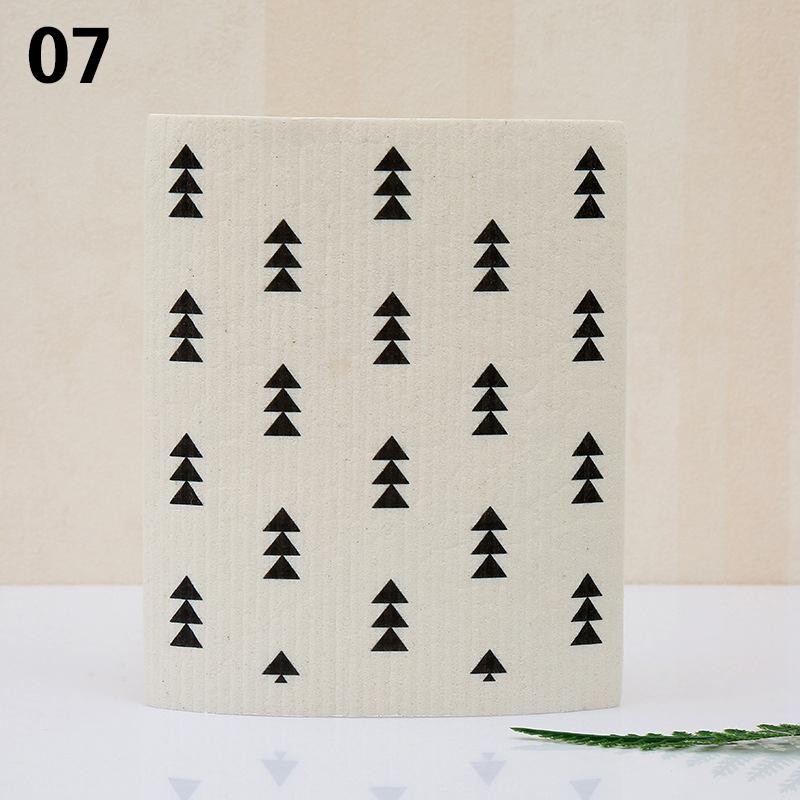 1PC Kitchen Printed Absorbent Dishcloth Cellulose Cleaning Cloths Wet Dry Household Rag Reusable