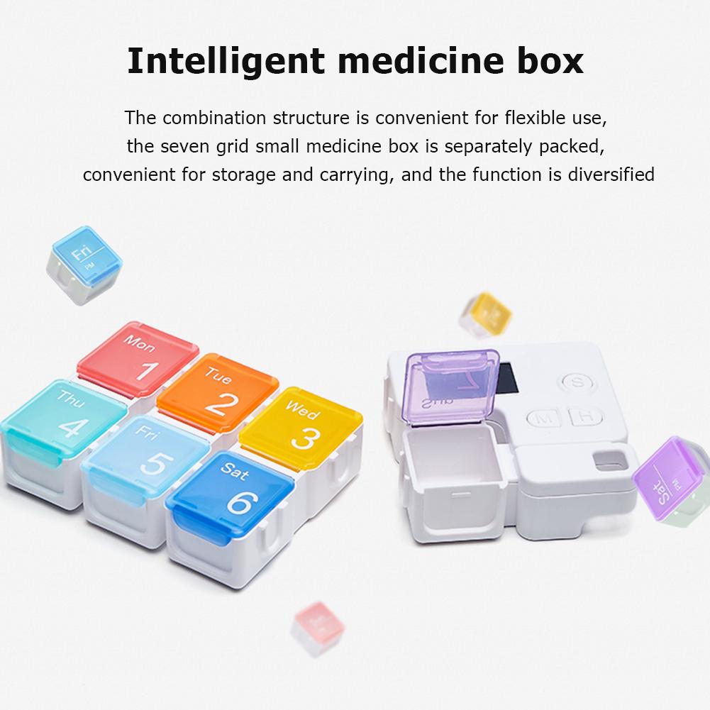 7-Day Pill Organizer Box Timer Weekly Pills Drug Container Smart Medicine Storage Alarm Box Weekly Pill Drug Container