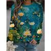 Spring and Autumn Round Neck Flower Butterfly Pattern 3D Printed Top Fashionable Casual Long Sleeved Women's T-shirts
