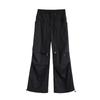 Black Wide-leg Work Pants for Women In Summer New High-waist Drawstring Versatile Slimming, Drape Straight-leg Casual Sports Pants