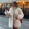 Lapels Faux Fur Coat Women Winter Brand Designer Fluffy Fox Fur Jacket Luxury Furry Overcoats Girl Stylish Long Outerwear