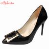 Aphixta New 10cm Thin Heels Shoes Women Pumps Wedding Party Official Leisure Crystals Luxury Buckle Black Super Big Szie 48