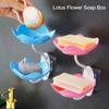 Creative Lotus Flower Soap Box 2 Tier Serving Tray Utensil Holders Suction Wall Tray Floral Soap Dish Shelf Holders Soap Holder