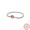 Real 925 Sterling Silver Bead Rose Gold Snake Chain Radiance Charm Bracelet Fit Pandoa Charm Trendy Women Jewelry
