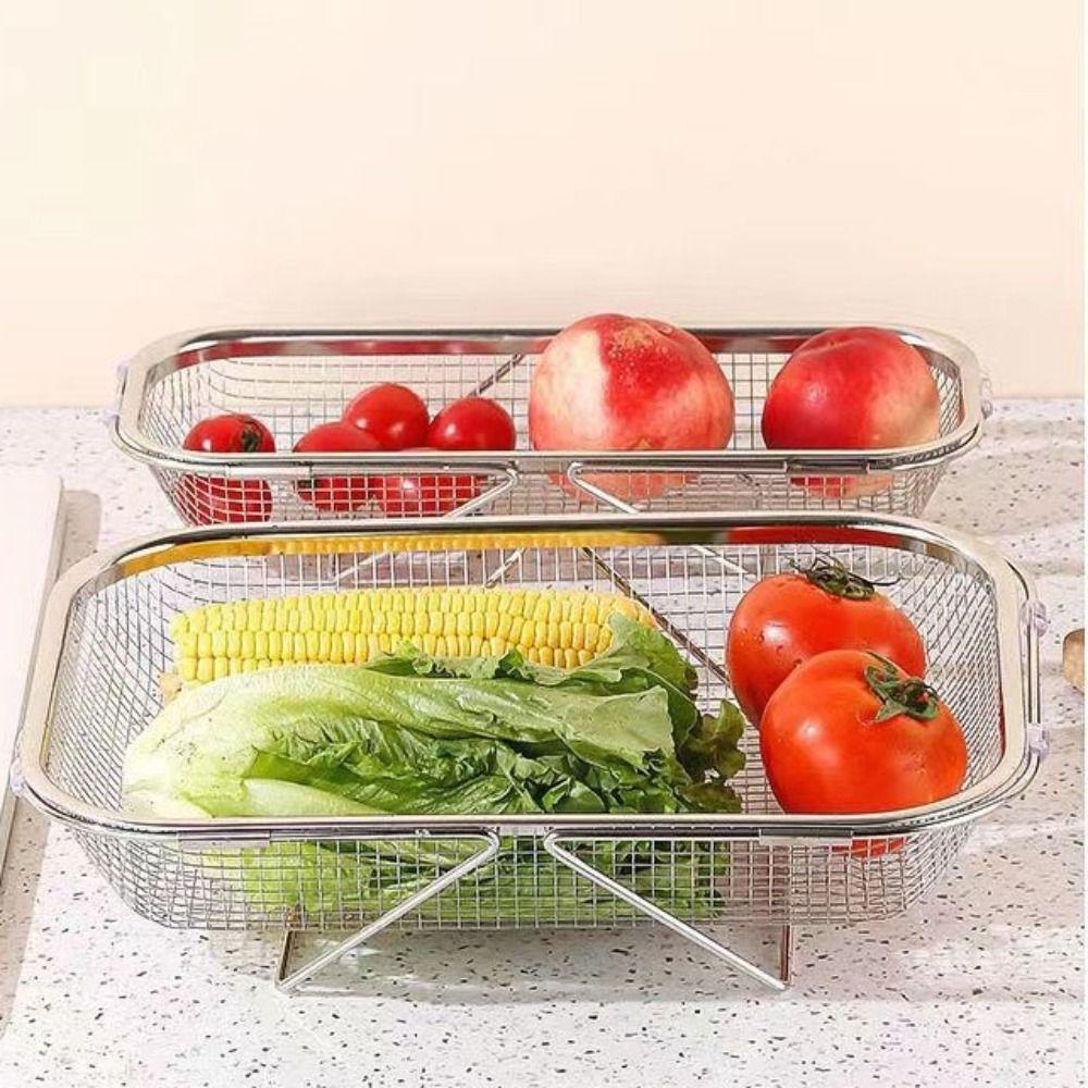 Stainless Steel Expandable Sink Colander Fine Mesh Sink Strainer Sink Drainer Basket Vegetables