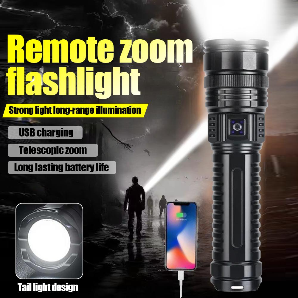White Laser Flashlight Powerful Light Wicks Ultra Bright Zoom Long Shot LED Rechargeable COB Tail Light Outdoor Power Bank