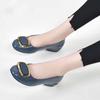 Women's Summer Large Size Low Heel Leather Single Shoes Office Ladies Spring Solid Color Casual Slip-on Shoes