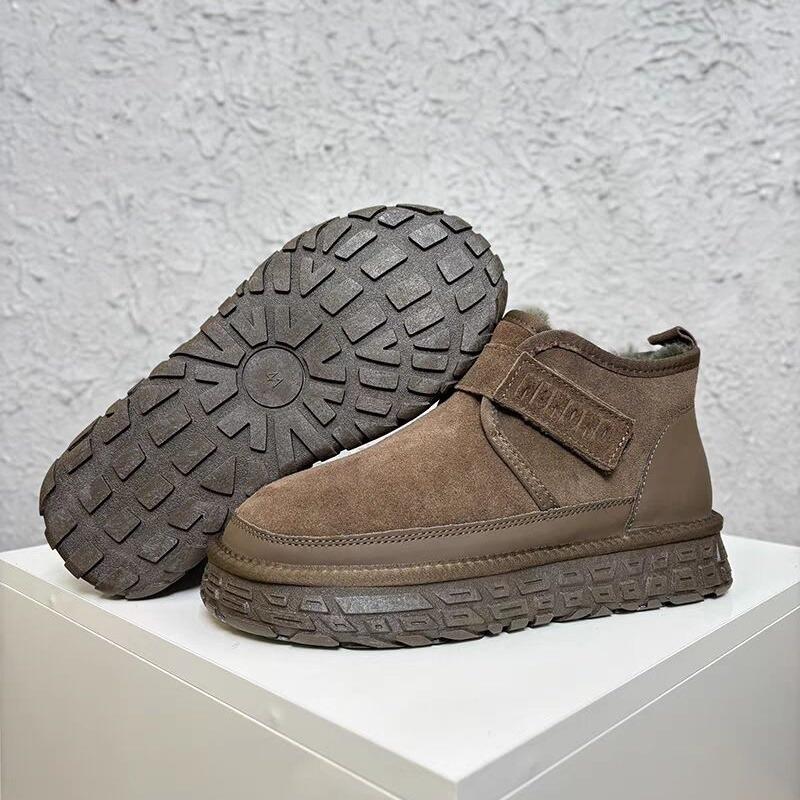 Women Suede Ankle Platform Snow Boots Flats Plush Cotton Shoes Winter 2025 Trend Casual Warm Shoes Non Slip Walking Botas Mujer